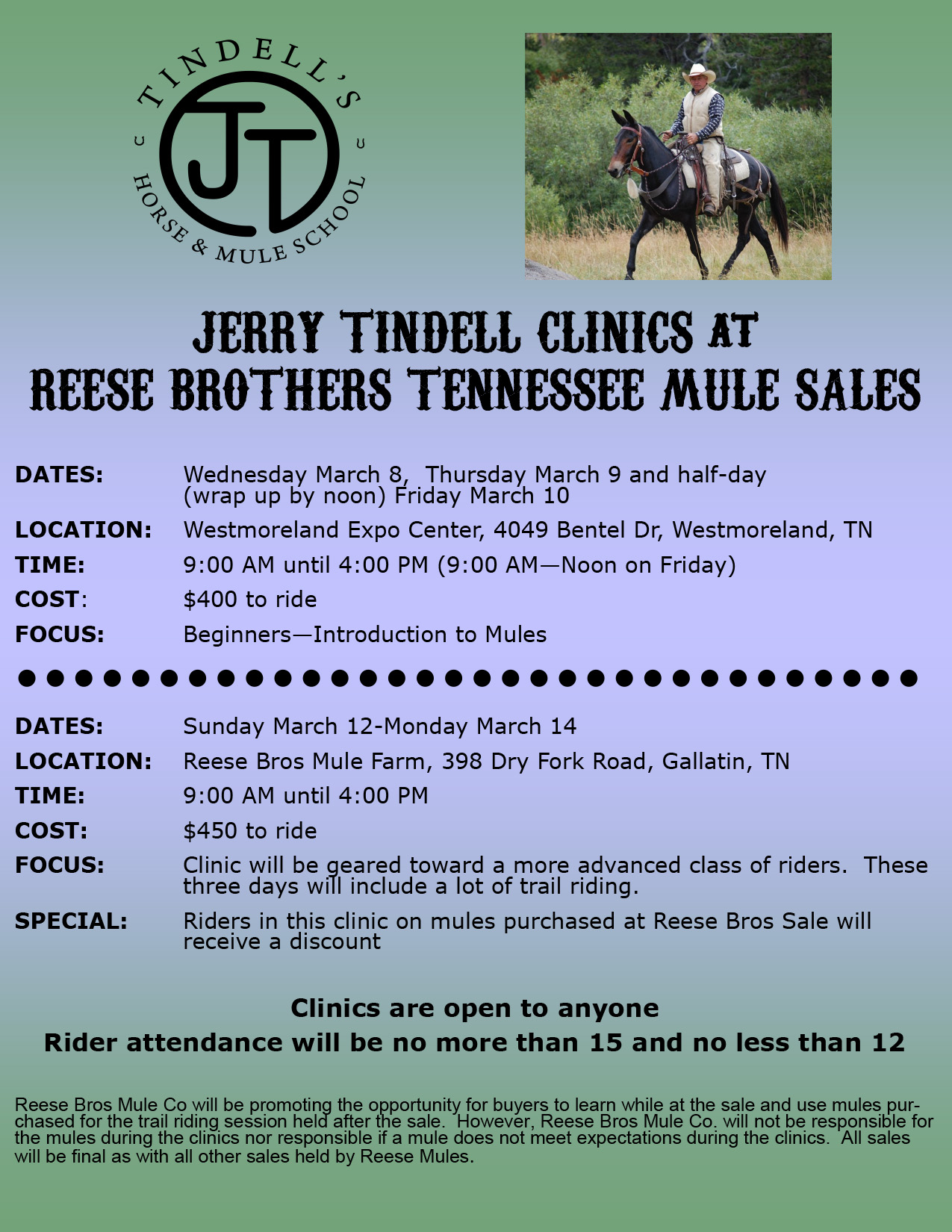 reese brothers mule sale in tennessee