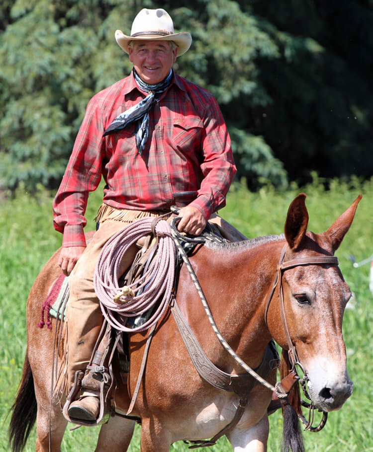 man riding horse with rope